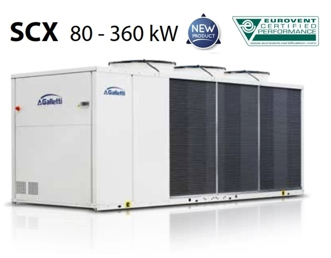 Chillere aer-apa GALLETTI, tip SCX (80-360 kW)  numai racire